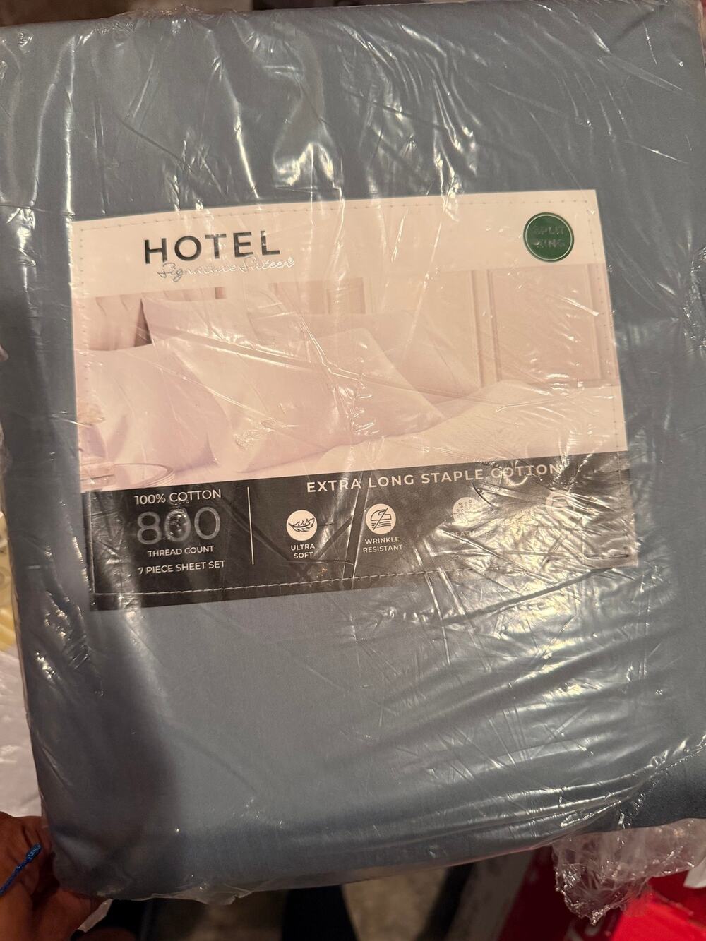 Hotel Signature 800 Thread Count Split King 7-Piece Sheet Set – 100% Cotton Blue